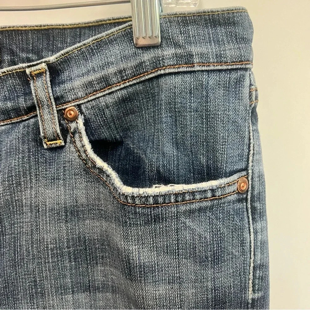 DAVID KAHN "Lauren" straight leg mid wash denim jeans size 12 short - Picture 12 of 15